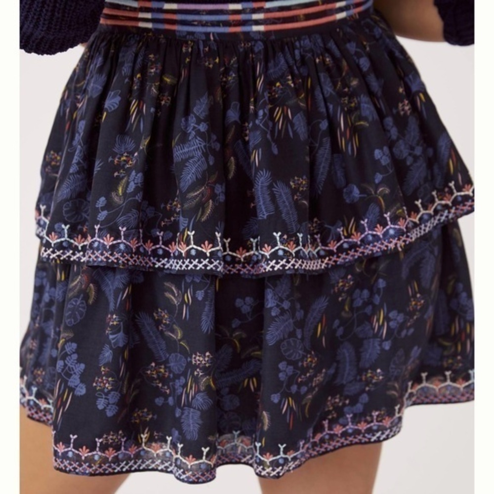 Anthropologie Let Me Be Tiered Boho Mini Skirt, NWT.      Size XS